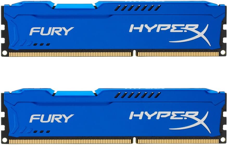 Kingston HyperX FURY 16 GB Kit of 2 (2 x 8 GB) 1600 MHz DDR3 CL10 DIMM (Blue) (HX316C10FK2/16)