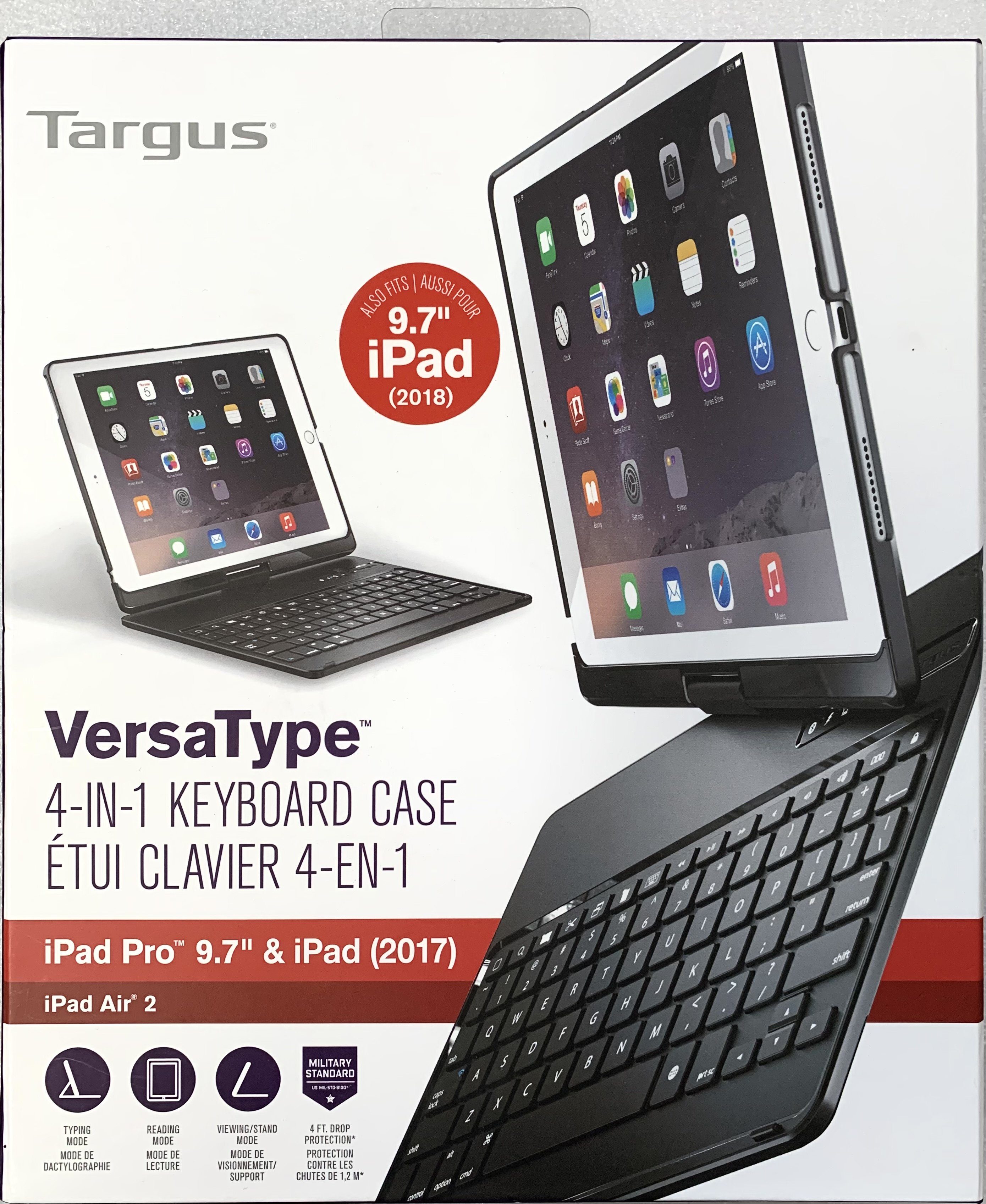 Targus VersaType 4-in-1 Keyboard Case with Power Bank for iPad Pro 9.7” & iPad Air 2 2017 (Black) (THZ620CA)