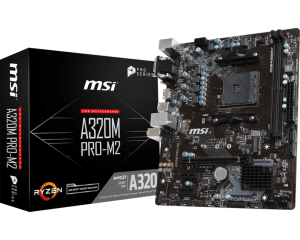MSI A320M PRO-M2 V2 AM4 AMD A320 SATA 6 GB/s USB 3.1 HDMI Micro ATX AMD Motherboard
