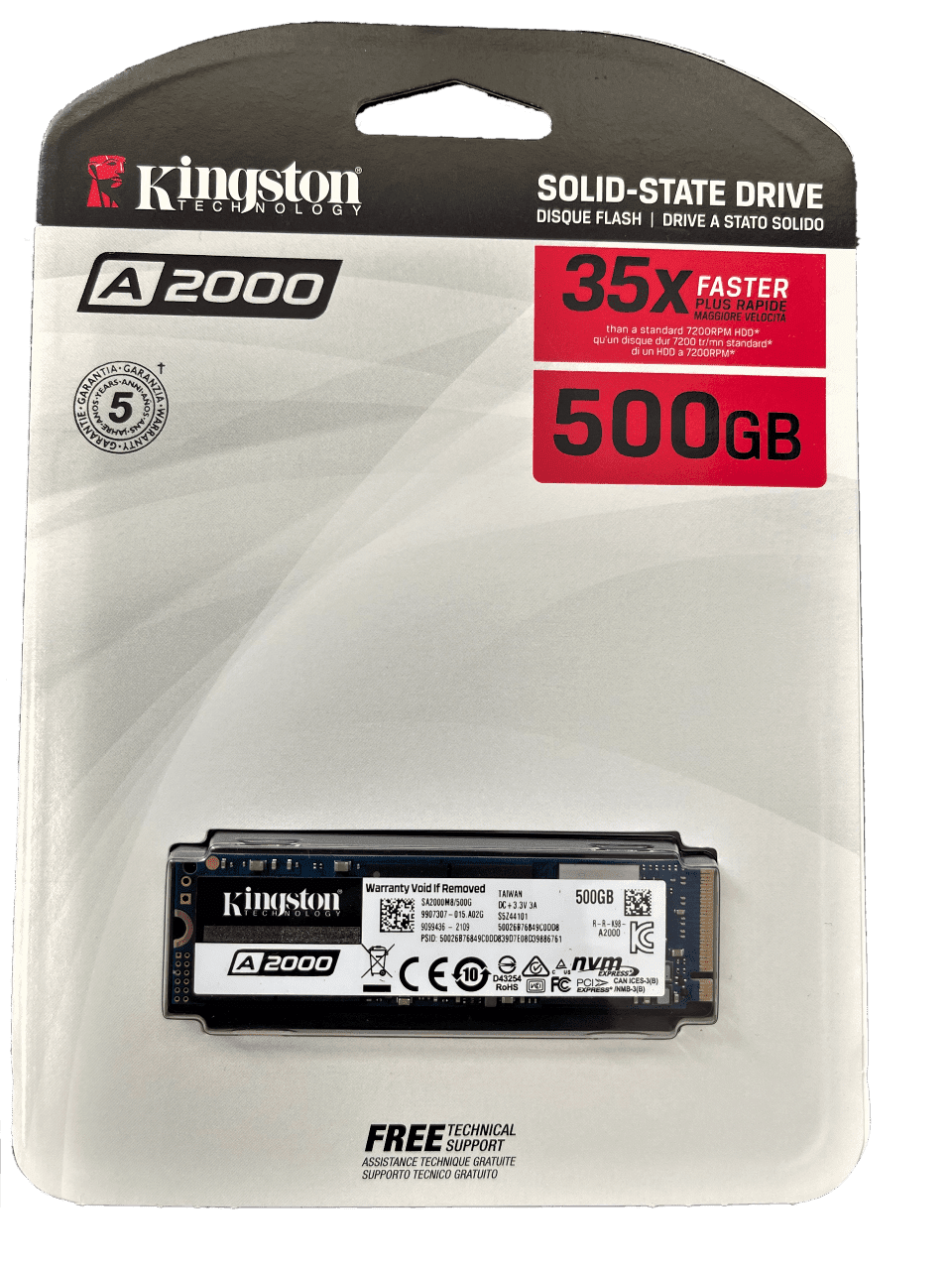 Kingston A2000 500 GB M.2 2280 NVMe PCIe SSD (SA2000M8500G)