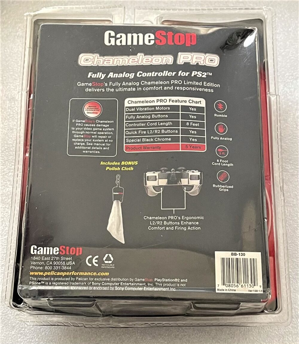 GameStop Chameleon PRO Limited Edition Fully Analog Controller for PS2 (Black) (BB130)