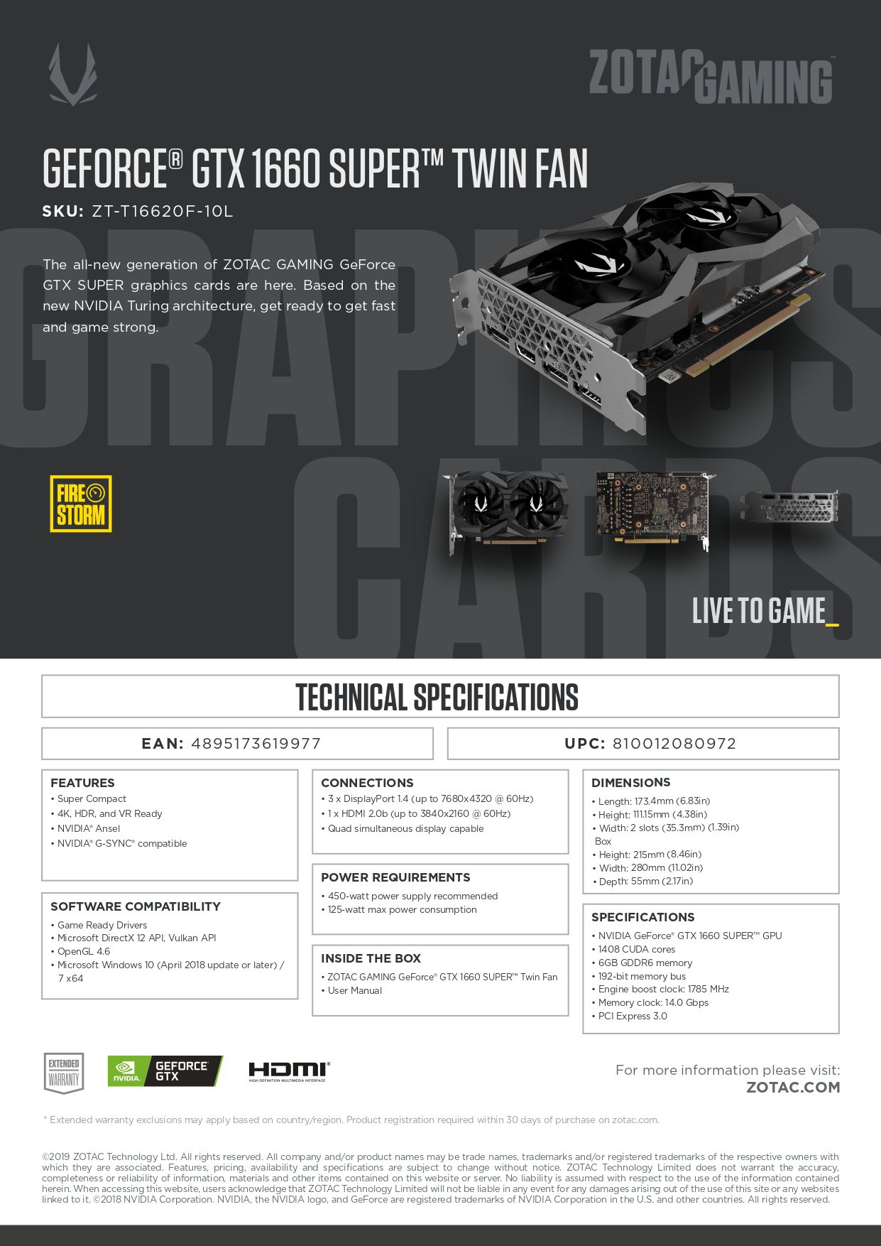 Buy ZOTAC GAMING GeForce GTX 1660 SUPER Twin Fan Graphics Card (ZT 