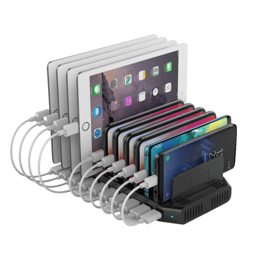 Alxum 60 W 10-Port USB Charging Station for iPhones, iPads, Android Devices & More (AX-P200BK)