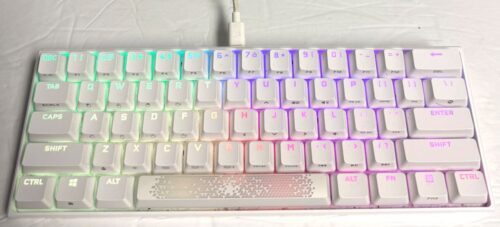 CORSAIR K65 RGB Mini 60% Wired Mechanical Gaming Keyboard (Backlit RGB LED, Cherry MX Speed) (White) (CH-9194114-NA) (USED)