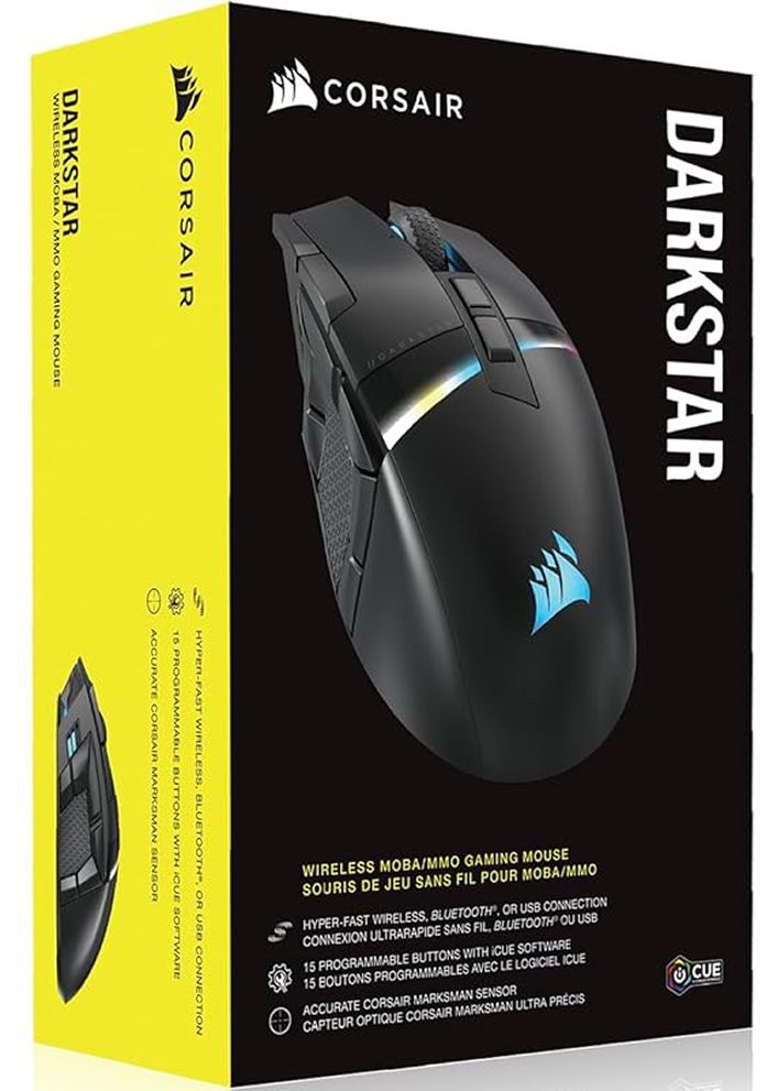 Corsair Darkstar Wireless RGB MMO Gaming Mouse with 15 Programmable Buttons (CH-931A011-NA) (USED) - Image 2
