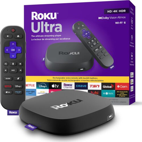 Roku Ultra 2024 4K HDR Media Streamer with Bluetooth & Wi-Fi 6 Voice Remote Pro (4850CA)