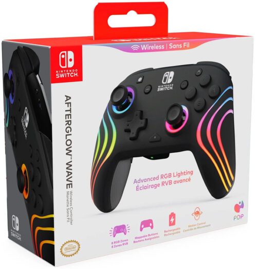 PDP Afterglow Wave Wireless RGB Gaming Controller for Nintendo Switch/Switch Lite/Switch 2 (500-252-BK)