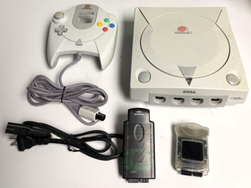 SEGA Dreamcast Console (HKT-3020) Bundle with Controller, Naki Memory Unit, and Performance TremorPak Plus Rumble Pack (USED)