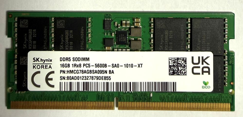 SK Hynix HMCG78AGBSA095N 16GB DDR5 Sodimm 5600MHZ Laptop Memory (USED)